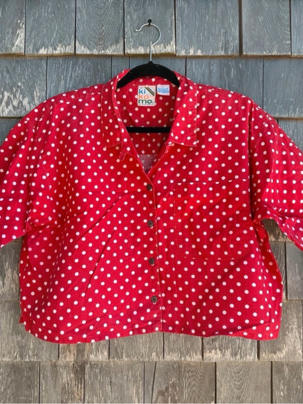 Kikomo Red Polka Dot Button-Up Shirt Jacket